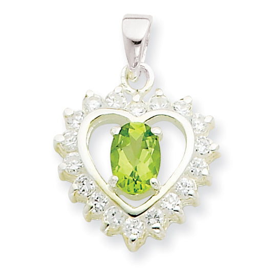 Sterling Silver Peridot & CZ Pendant