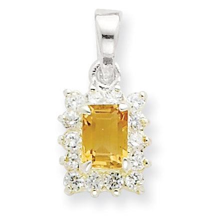 Sterling Silver Citrine & CZ Pendant