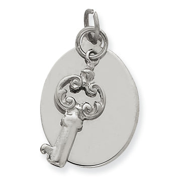 Sterling Silver Key & Tag Charm