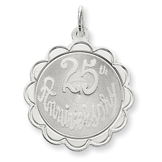 Sterling Silver 25th Anniversary Disc Charm