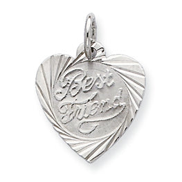 Sterling Silver Best Friend Heart Disc Charm