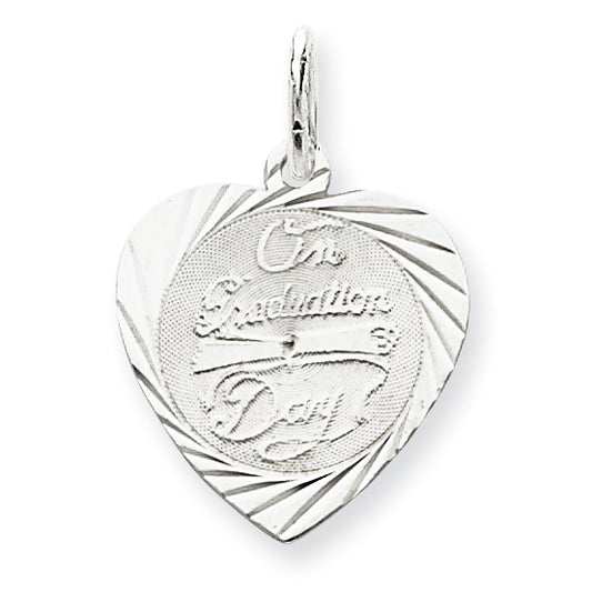 Sterling Silver On Graduation Day Heart Disc Charm