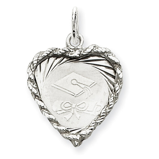 Sterling Silver Graduation Cap & Diploma Disc Charm