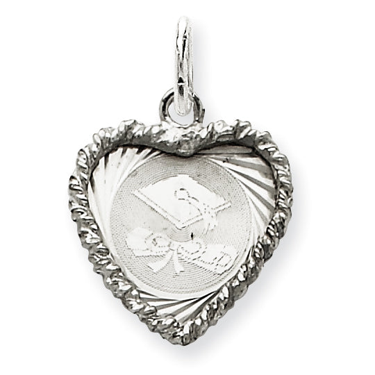 Sterling Silver Graduation Cap & Diploma Disc Charm