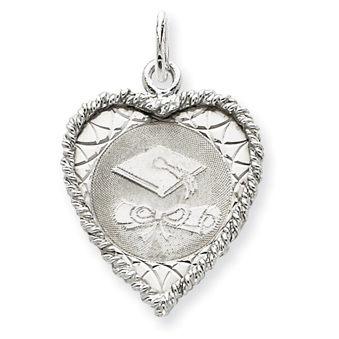 Sterling Silver Graduation Cap & Diploma Disc Charm