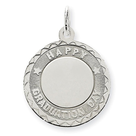 Sterling Silver Happy Graduation Disc Charm