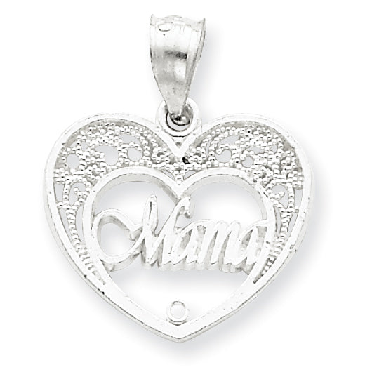 Sterling Silver Mom Heart Charm