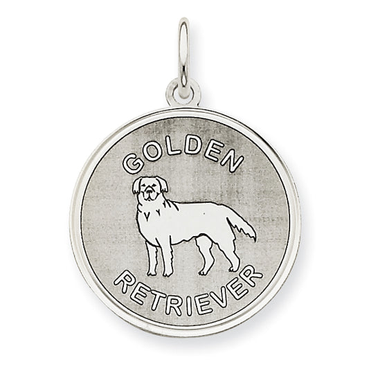 Sterling Silver Golden Retriever Disc Charm
