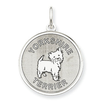 Sterling Silver Yorkshire Terrier Disc Charm