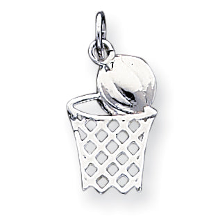 Sterling Silver Basketball in Hoop Charm