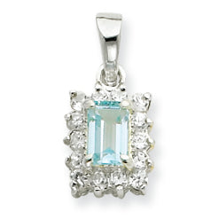 Sterling Silver Blue Topaz & CZ Pendant