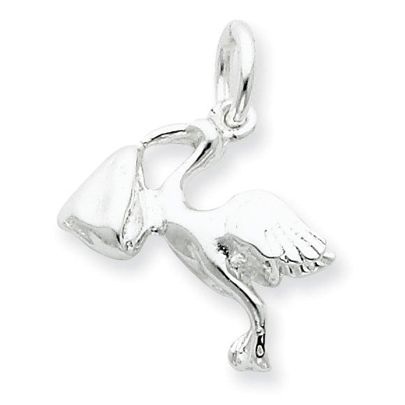 Sterling Silver STORK W/ BABY CHARM