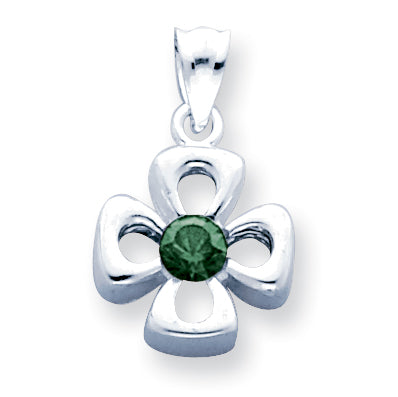 Sterling Silver Green Synthetic Stone Charm