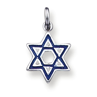 Sterling Silver Enameled Blue Star of David Charm