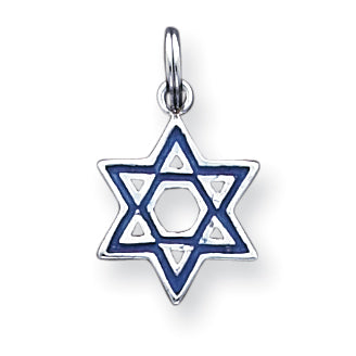Sterling Silver Enameled Blue Star of David Charm