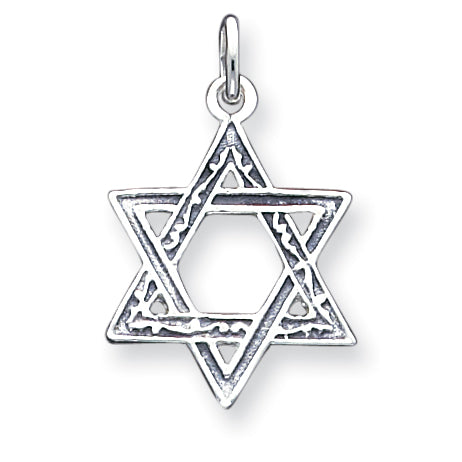 Sterling Silver Antiqued Star of David Charm