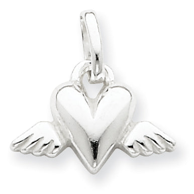 Sterling Silver Heart w/Wings Charm