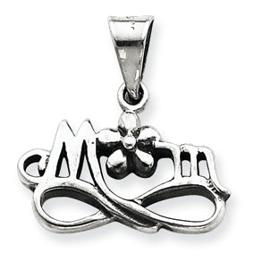 Sterling Silver Antiqued Mom Charm