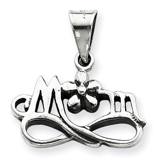 Sterling Silver Antiqued Mom Charm