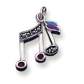 Sterling Silver Marcasite Music Notes Charm