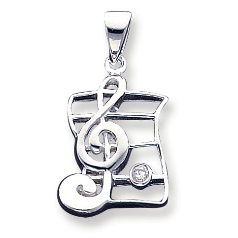 Sterling Silver Musical Charm w/CZ