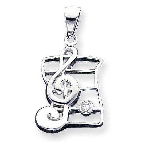 Sterling Silver Musical Charm w/CZ