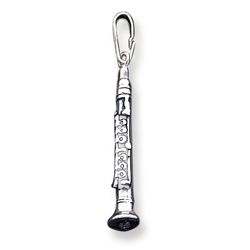 Sterling Silver Antiqued Clarinet Charm