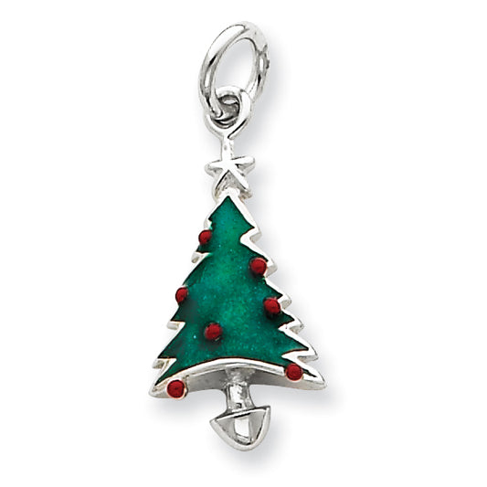 Sterling Silver Enameled Christmas Tree Charm