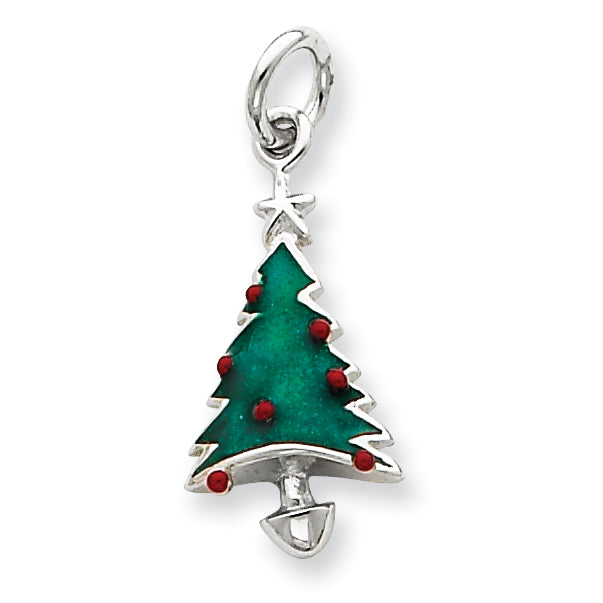 Sterling Silver Enameled Christmas Tree Charm