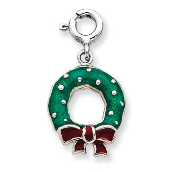 Sterling Silver Enameled Wreath Charm