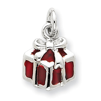 Sterling Silver Enameled Gift Box Charm