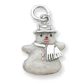 Sterling Silver Enameled Snowman Charm