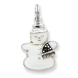 Sterling Silver Enameled Snowman Charm