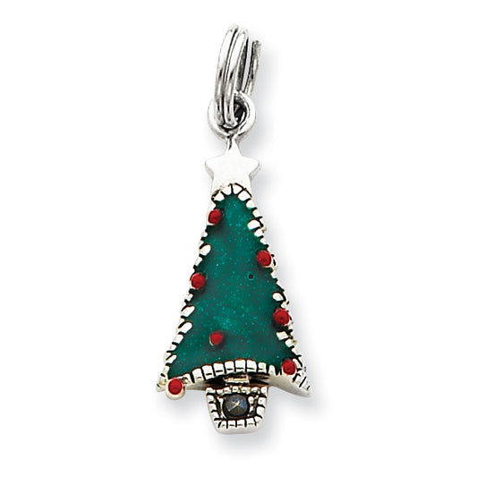 Sterling Silver Enameled Christmas Tree Charm