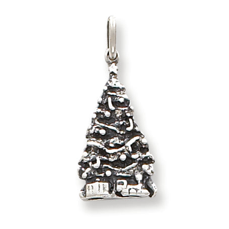 Sterling Silver Antiqued Christmas Tree Charm