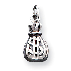 Sterling Silver Antiqued Money Bag Charm