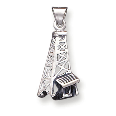 Sterling Silver Antiqued Oil Derrick Pendant