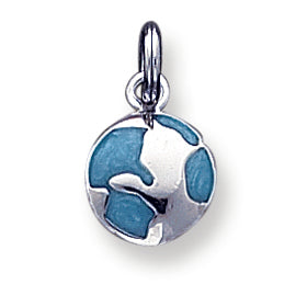 Sterling Silver Teal Enamel Earth Charm