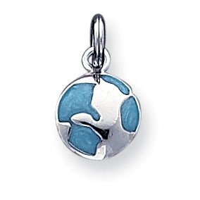 Sterling Silver Teal Enamel Earth Charm