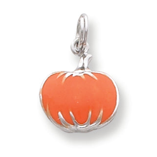 Sterling Silver Orange Enameled Pumpkin Charm