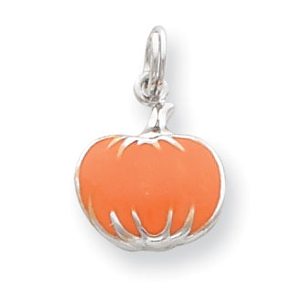 Sterling Silver Orange Enameled Pumpkin Charm