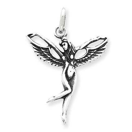 Sterling Silver Antiqued Fairy Pendant