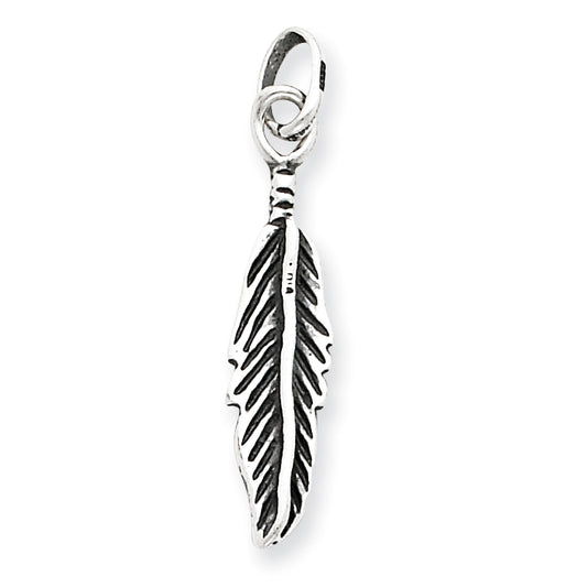 Sterling Silver Antiqued Feather Charm