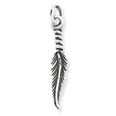 Sterling Silver Antiqued Feather Charm