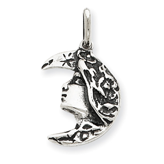 Sterling Silver Antiqued Moon Charm
