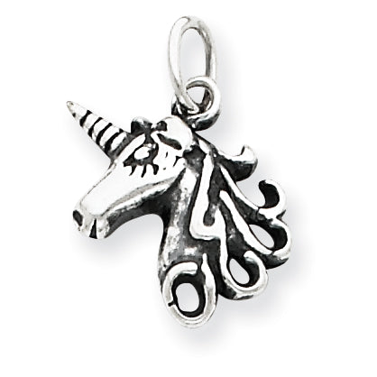 Sterling Silver Antiqued Unicorn Head Charm