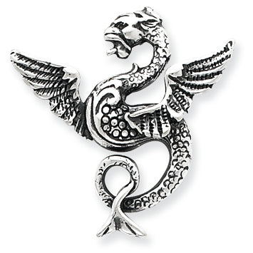 Sterling Silver Antiqued Dragon Charm