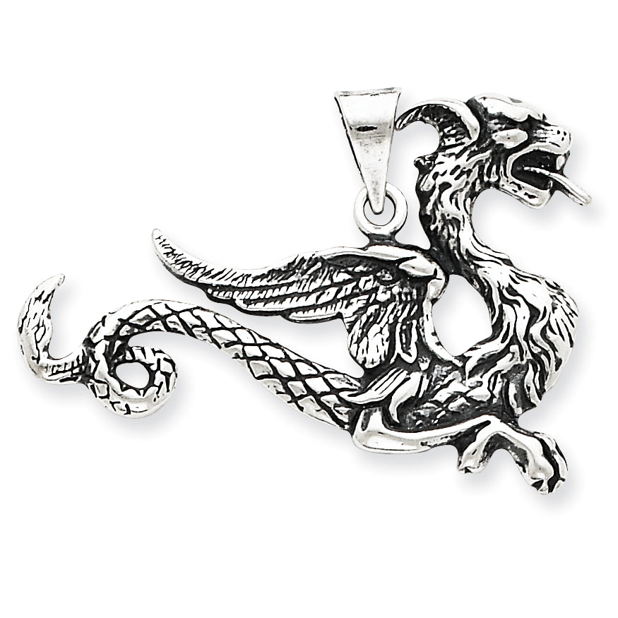 Sterling Silver Antiqued Dragon Charm