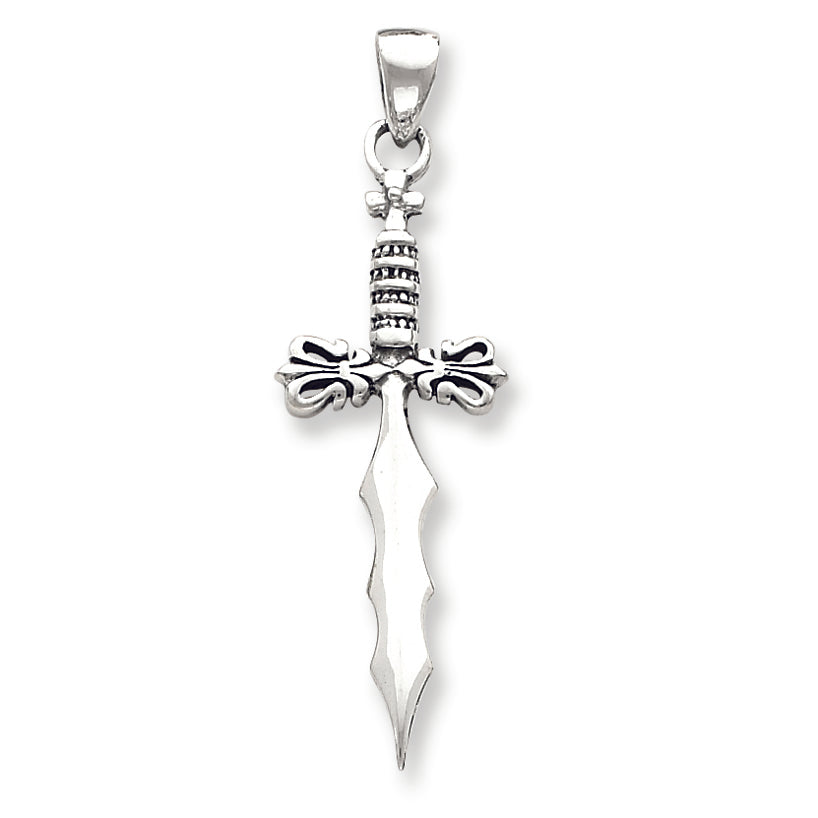 Sterling Silver Antiqued Dagger Pendant