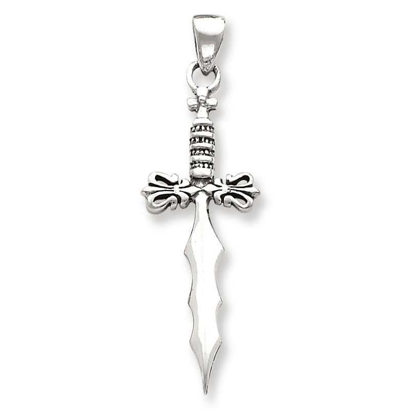 Sterling Silver Antiqued Dagger Pendant